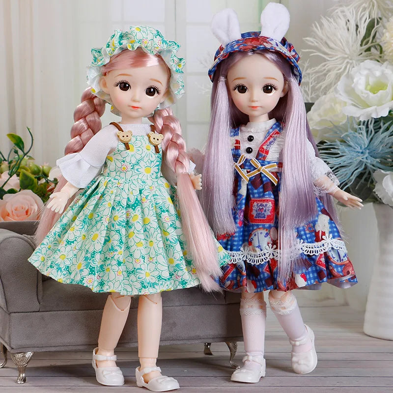 BJD Doll and Clothes Removable Joints 30cm 1/6 3D Eyes Doll Girl  Dress Up