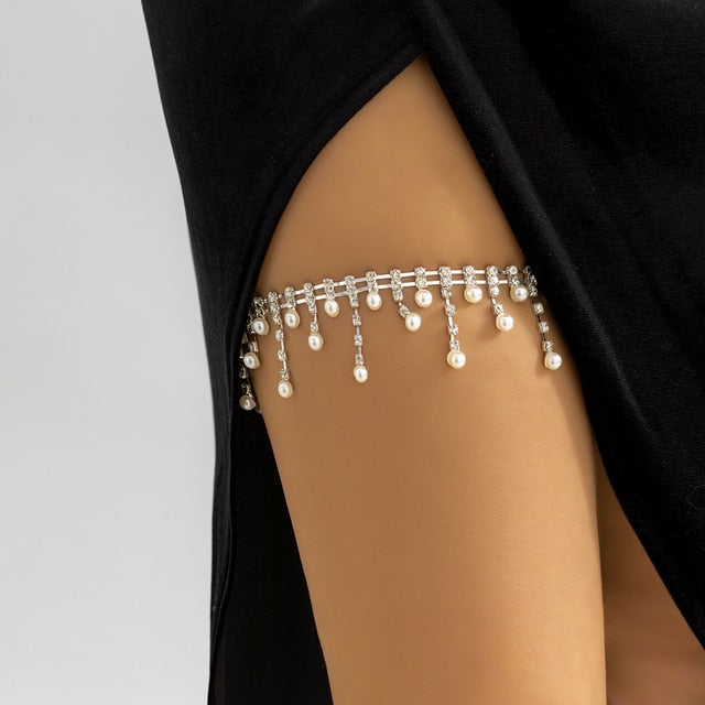 Bohemian Crystal Thigh Chain: Sexy Multilayer Tassel Rhinestone Jewelry