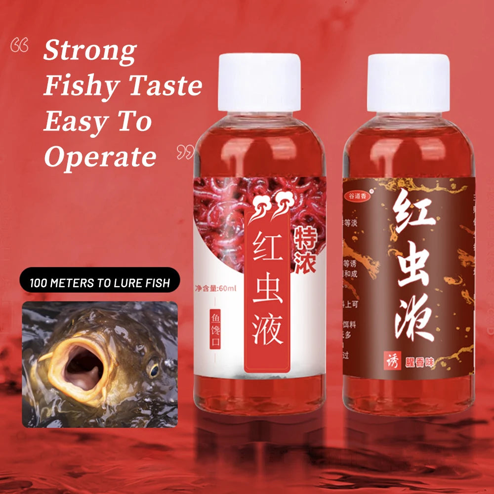 60ML Liquid Blood Worm Flavor Bait Additive Concentrated Attractor Red Worm