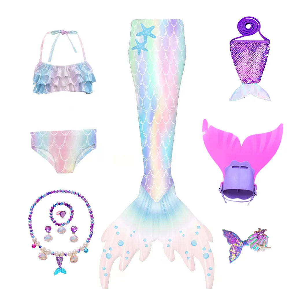 Kids Swimming Mermaid Tails Girls Mermaid Costumes can add Beach Bikini Swimsuit