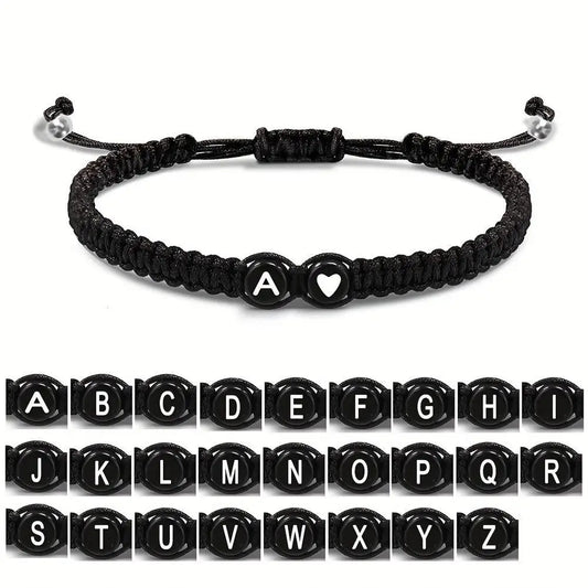 26 Letters Initial Heart Bracelets Handmade Adjustable A-Z Name Braided