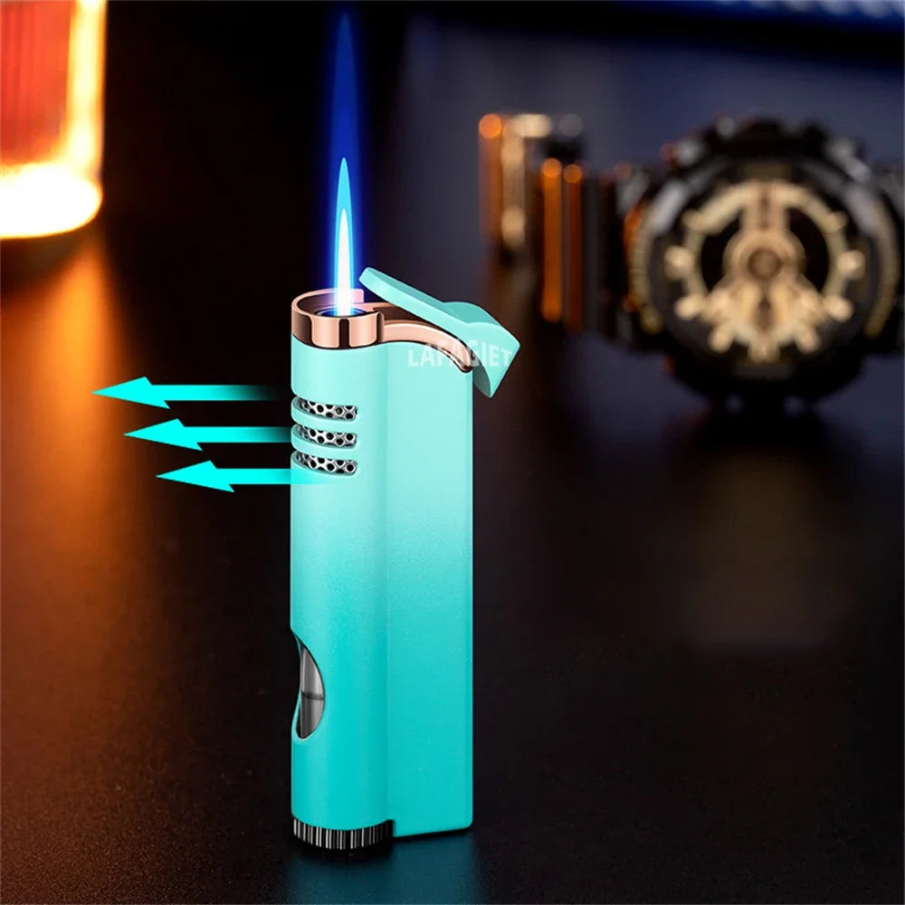 Windproof Torch Lighter Powerful Tube Straight Blue Fire Turbo Butane Refillable Jet Flame