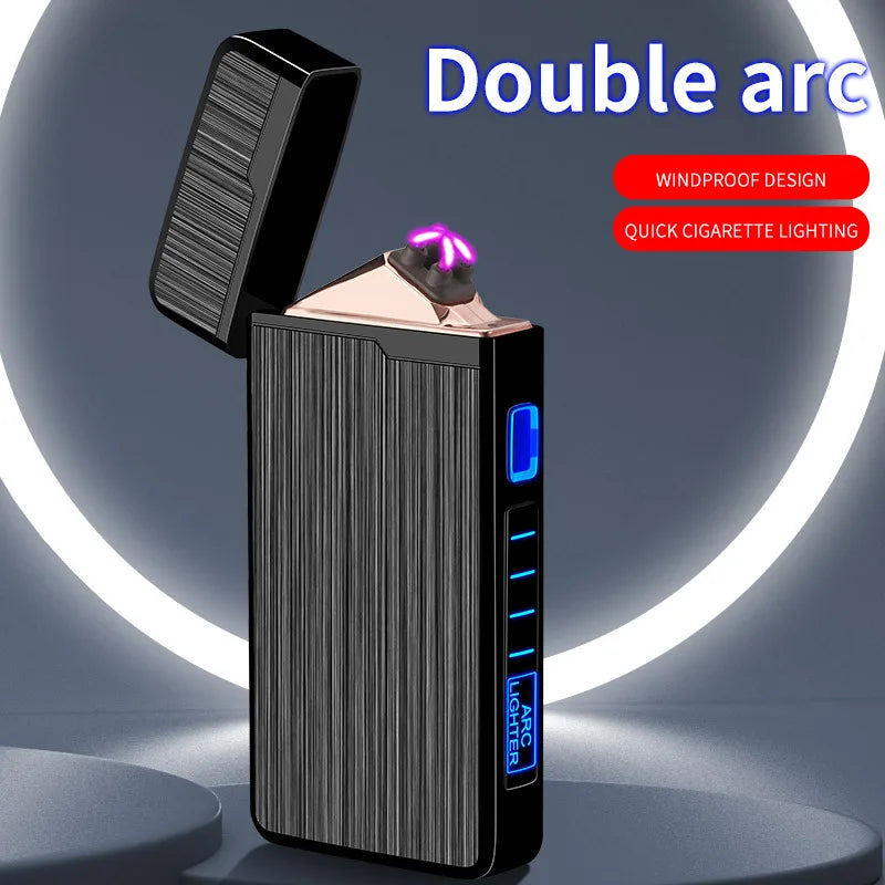 Dual Arc Plasma Lighter Stylish Windproof Lighter USB Rechargeable Electric Lighter