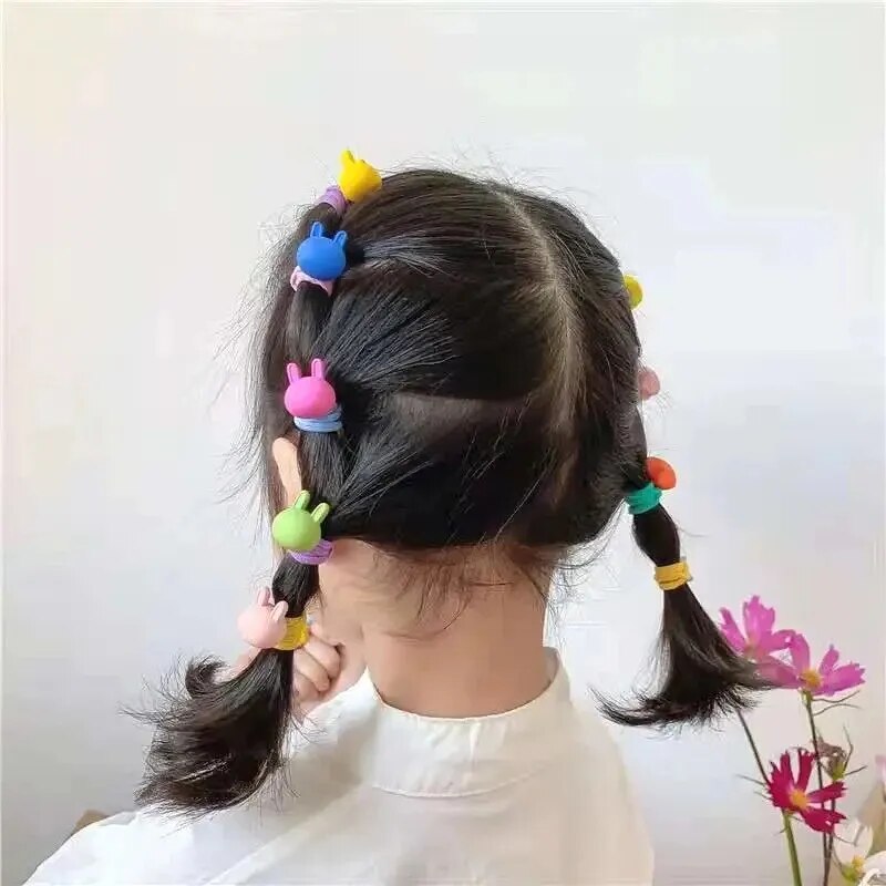 10pcs/Set Cute Heart Shaped Frosted Bead Elastic Hair Bands