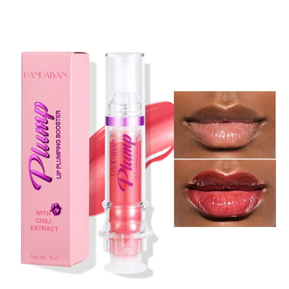 6 Colors Lip Plumping Booster Liquid Lip Gloss With Chili Extract Glitter