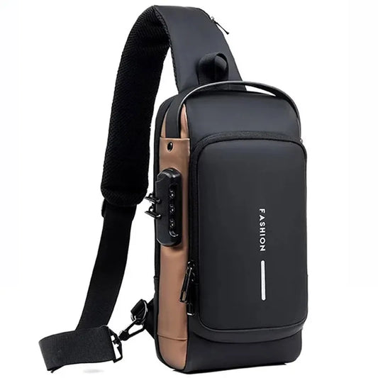 Men's Multifunction Anti-theft USB Shoulder Bag  Cross Body Travel  Bag