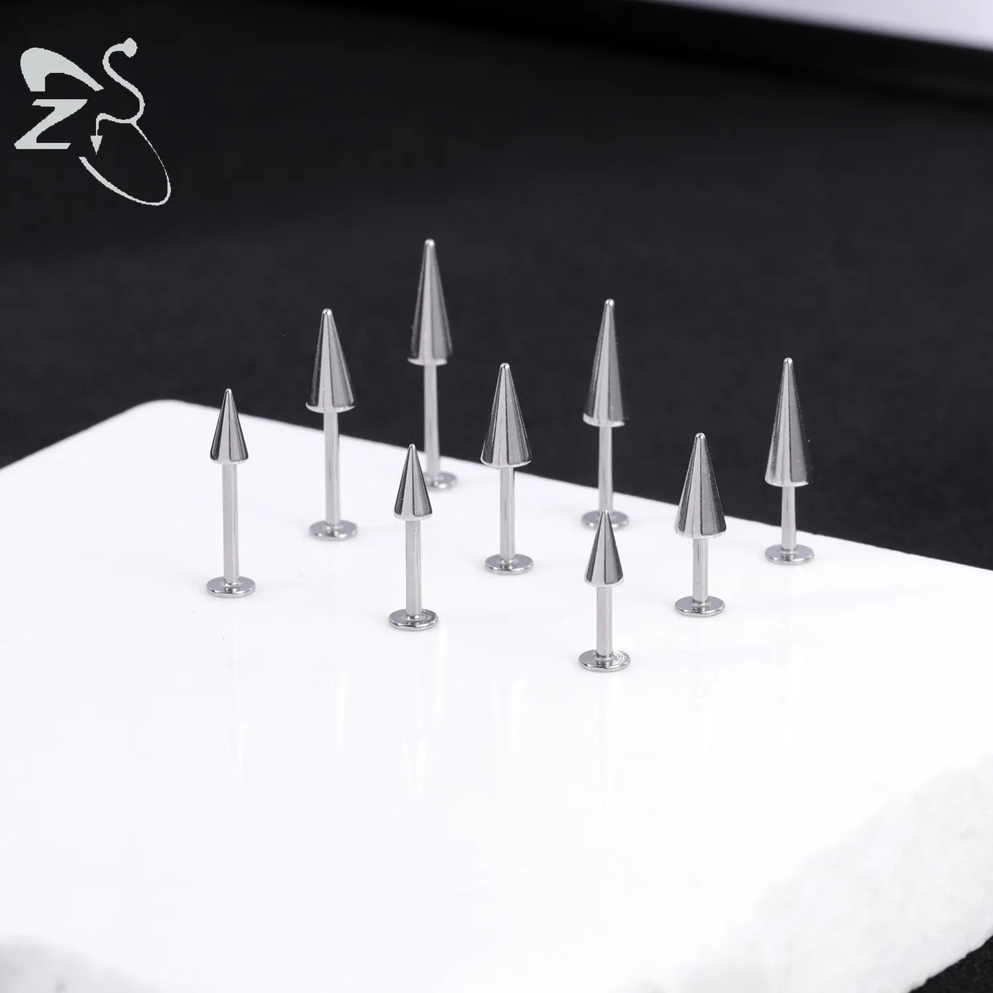 10pcs 16G Long Spike Lip Rings Stainless Steel Spike Lip Studs Daith Cartilage Earrings