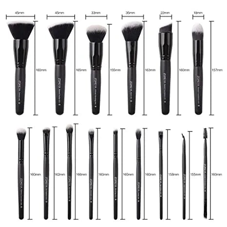 15 Pcs Luxury Black Makeup Brushes Set Professional