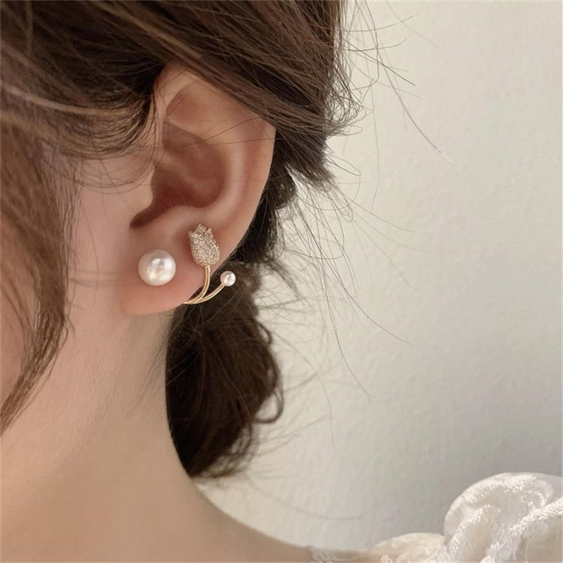 Crystal Tulip Stud Earrings and more : Elegant French Gift