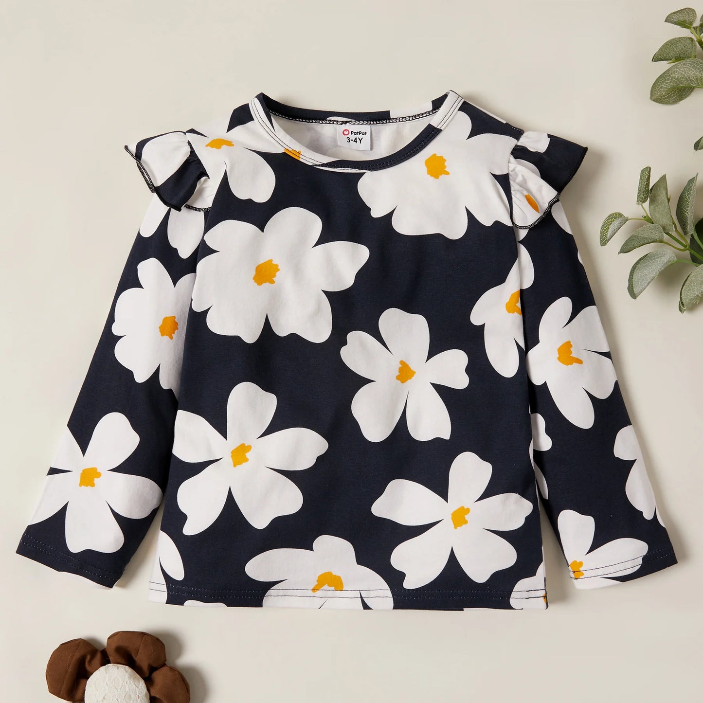 PatPat 3-pack Girls T-shirt  3 pcs Autumn And Spring Floral Dots Long-sleeve