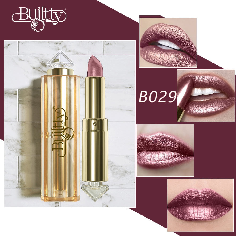 Glitter Pearl Lipstick Matte Nude Color Long Lasting Waterproof