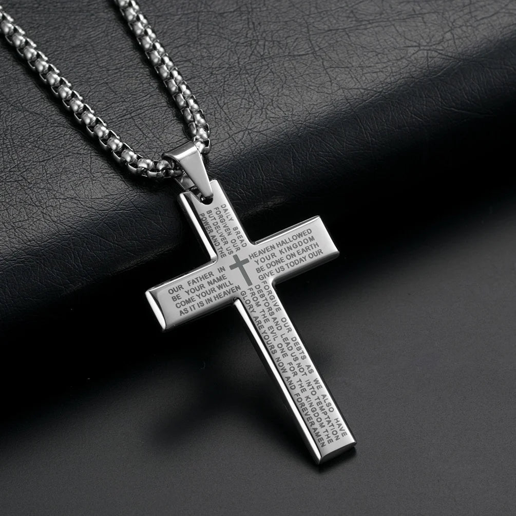 Fashion Cross Chain Pendant Necklace Men Women Metal Geometry Punk Gothic