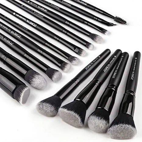 15 Pcs Luxury Black Makeup Brushes Set Professional