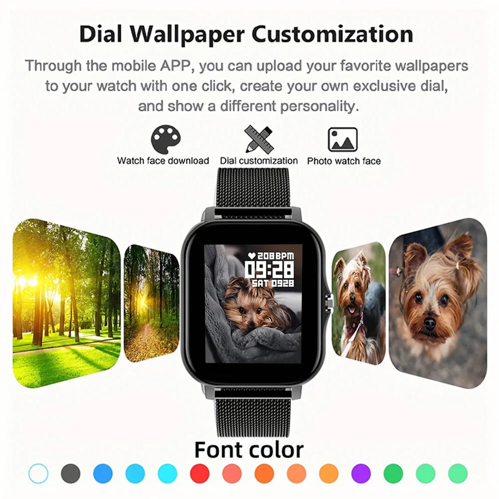 Smart Watch Android Phone 1.44" Color Screen Full Touch Custom Dial Bluetooth