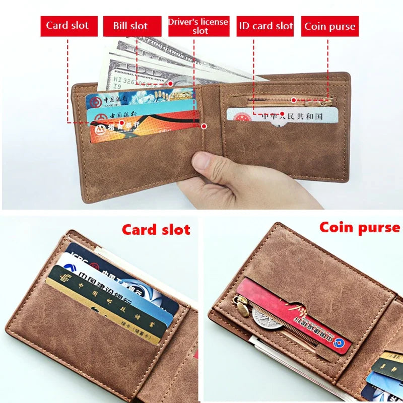 Hot Selling Leather Wallet Coin Bag Business Short Wallet for Men